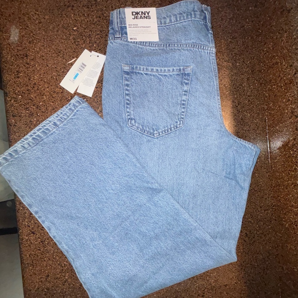 DKNY Light Blue Mid Rise Relaxed Straight - Picture 3 of 5